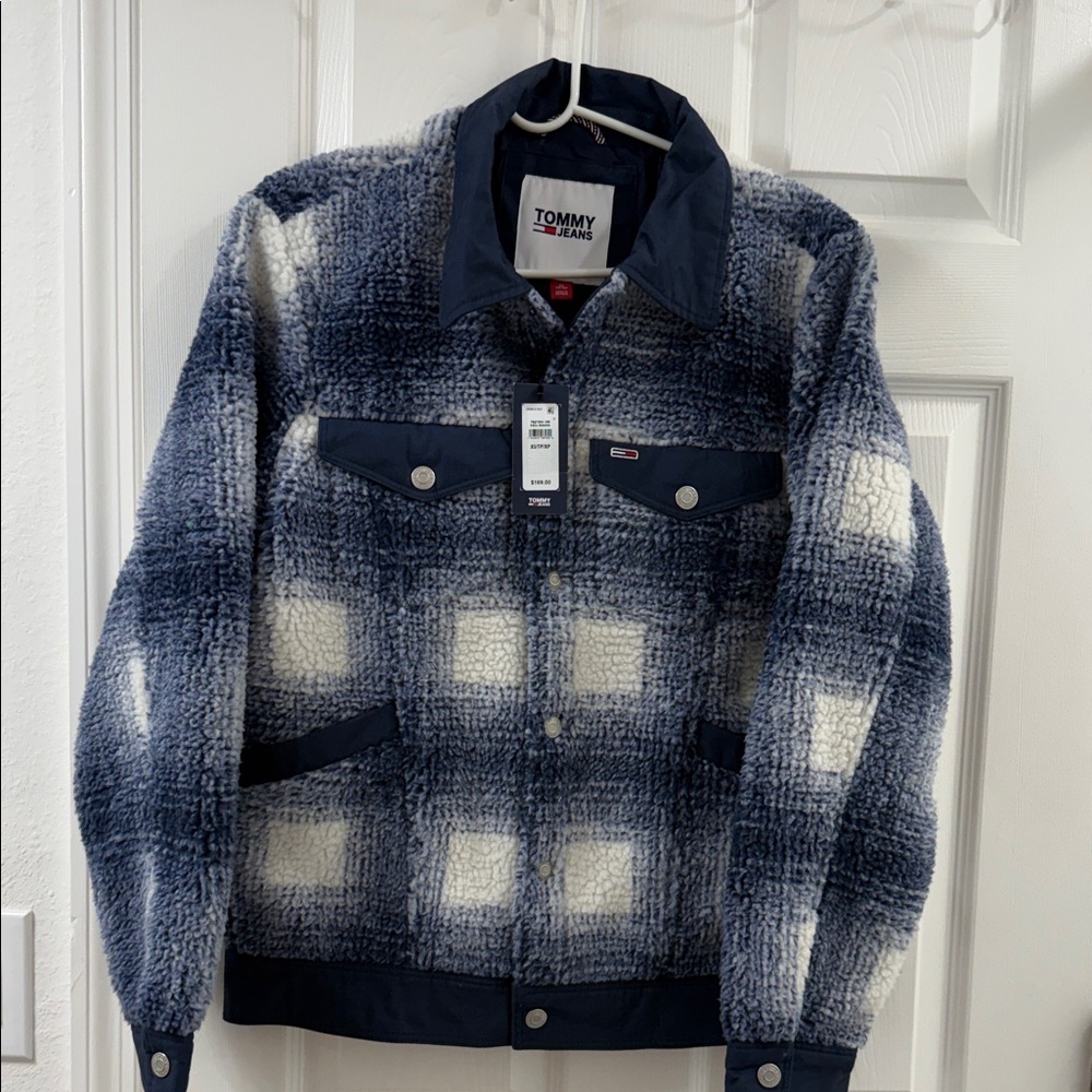 Tommy Hilfiger Blue and White Plaid Men's Jacket